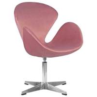 Кресло дизайнерское SWAN, розовый велюр BLUVEL52, алюминиевое основание