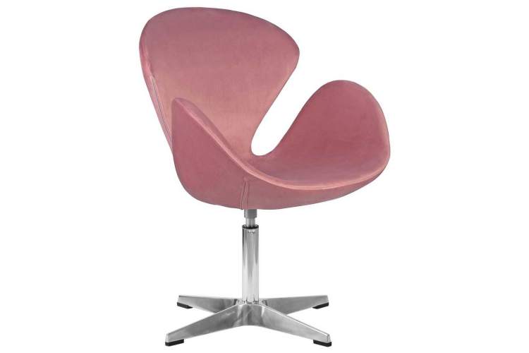 Кресло дизайнерское DOBRIN SWAN, розовый велюр BLUVEL52, алюминиевое основание