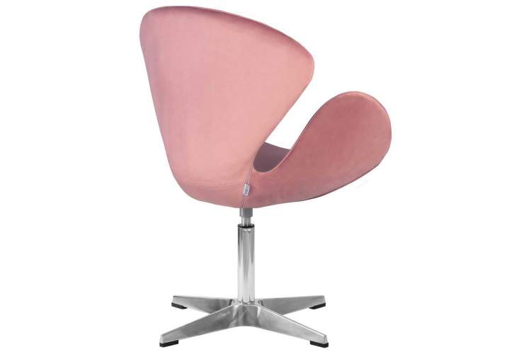 Кресло дизайнерское DOBRIN SWAN, розовый велюр BLUVEL52, алюминиевое основание-2
