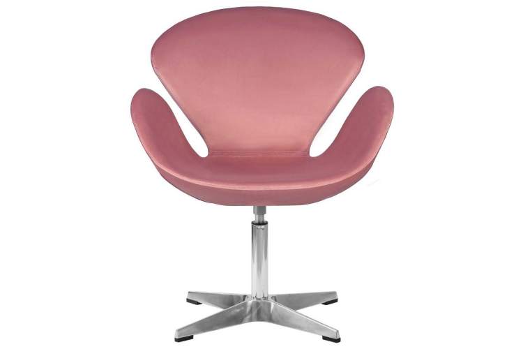 Кресло дизайнерское DOBRIN SWAN, розовый велюр BLUVEL52, алюминиевое основание-4