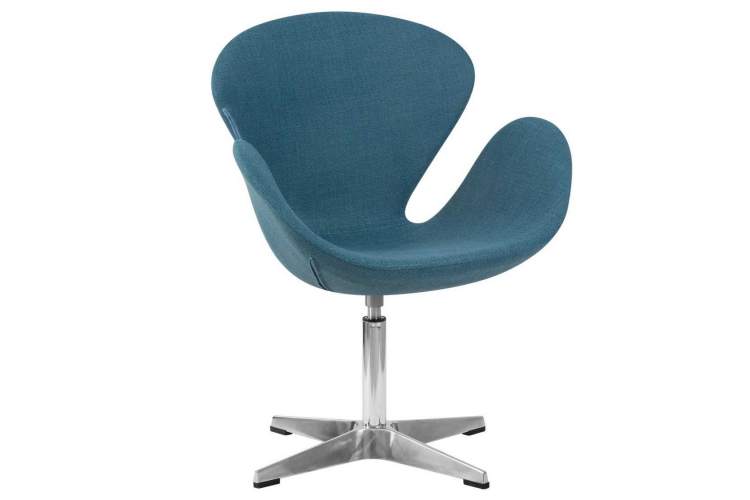 Кресло дизайнерское DOBRIN SWAN, синяя ткань IF6, алюминиевое основание-11