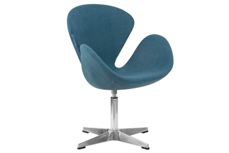 Кресло дизайнерское DOBRIN SWAN, синяя ткань IF6, алюминиевое основание