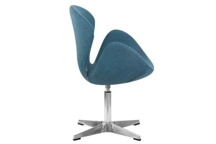 Кресло дизайнерское DOBRIN SWAN, синяя ткань IF6, алюминиевое основание-1