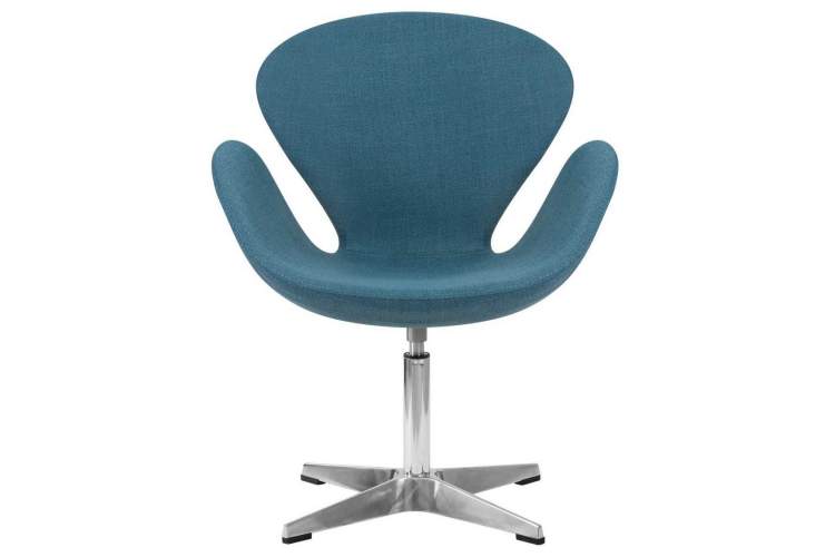 Кресло дизайнерское DOBRIN SWAN, синяя ткань IF6, алюминиевое основание-4
