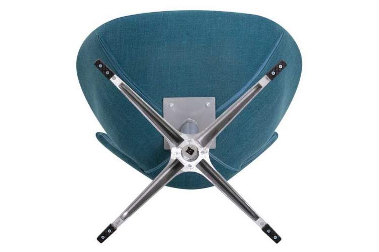 Кресло дизайнерское DOBRIN SWAN, синяя ткань IF6, алюминиевое основание-5