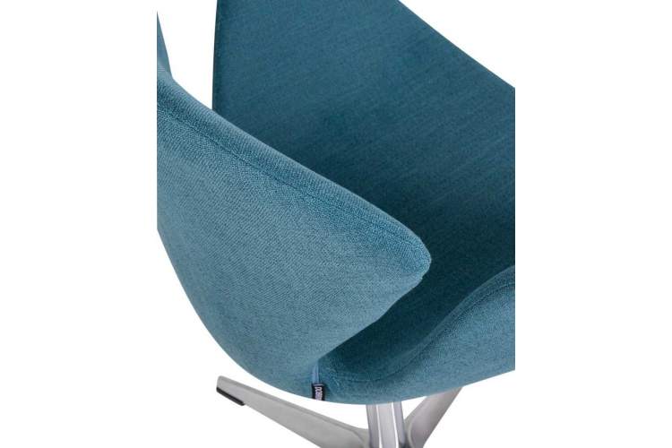 Кресло дизайнерское DOBRIN SWAN, синяя ткань IF6, алюминиевое основание-7