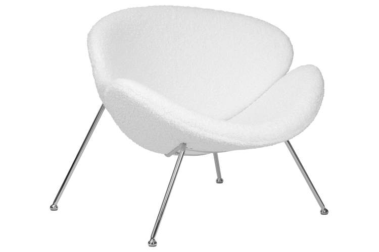 Набор 2 шт Кресло дизайнерское DOBRIN EMILY, белый (букле) ткань , хромированная сталь-1