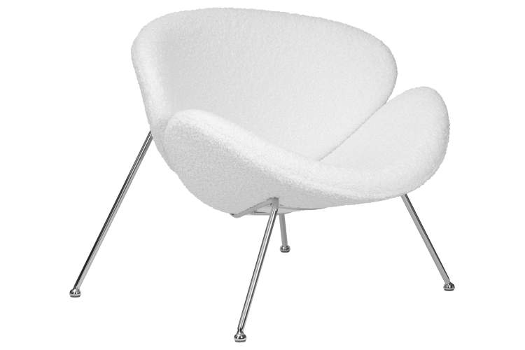 Набор 2 шт Кресло дизайнерское DOBRIN EMILY, белый (букле) ткань , хромированная сталь-2