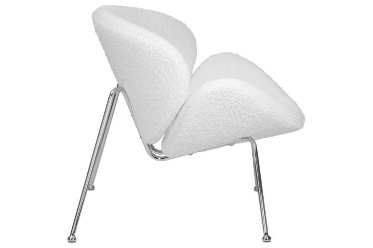 Набор 2 шт Кресло дизайнерское DOBRIN EMILY, белый (букле) ткань , хромированная сталь-3