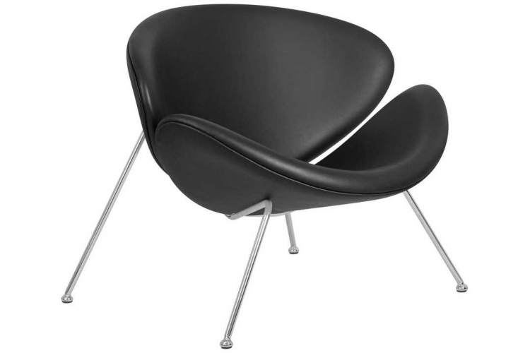 Кресло дизайнерское DOBRIN EMILY, черный винил YP16, хромированная сталь-1