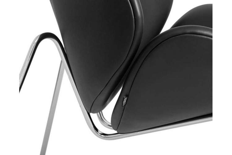 Кресло дизайнерское DOBRIN EMILY, черный винил YP16, хромированная сталь-7