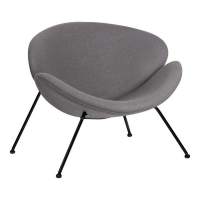 Кресло дизайнерское EMILY, серая ткань AF7, черное основание