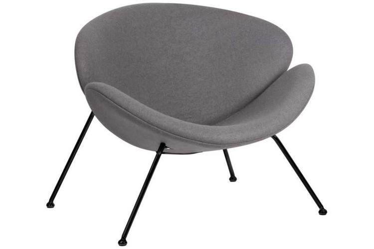 Кресло дизайнерское DOBRIN EMILY, серая ткань AF7, черное основание