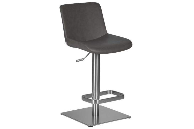 Стул барный DOBRIN ALDO, серый PU YP4, основание из нержавеющей стали