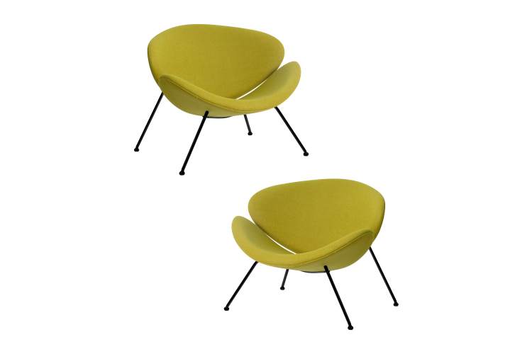 Набор 2 шт Кресло дизайнерское DOBRIN EMILY, светло-зеленая ткань AF3, черное основание