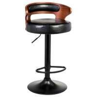 Стул барный FRED BLACK, коричневое дерево, чёрный