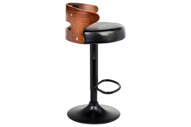 Стул барный DOBRIN FRED BLACK, коричневое дерево, чёрный-1