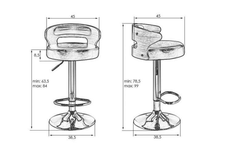 Стул барный DOBRIN FRED BLACK, коричневое дерево, чёрный-5