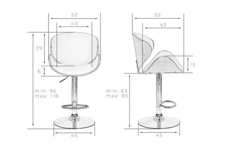 Стул барный DOBRIN JACK BLACK, цвет черный глянец PU ABD 002-11