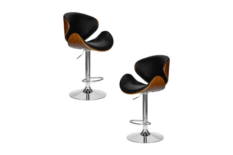 Набор 2 шт Стул барный DOBRIN JACK, цвет черный глянец PU ABD 002