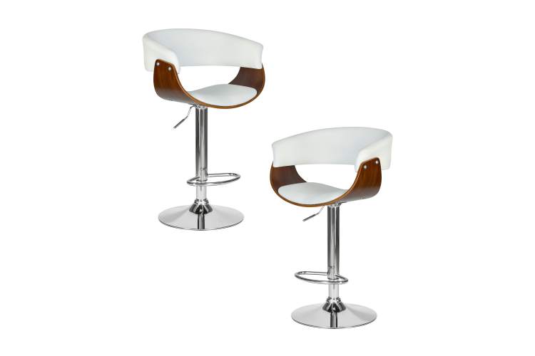 Набор 2 шт Стул барный DOBRIN OSTIN, цвет белый PU ABA 008