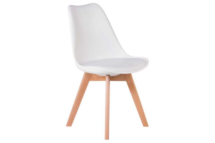 Стул обеденный DOBRIN JERRY SOFT, ножки светлый бук, цвет сиденья белый (W-02)-1