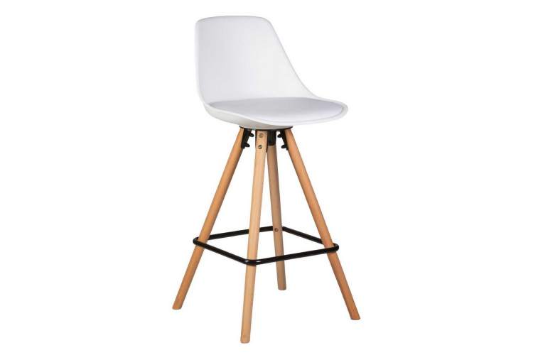 Стул полубарный DOBRIN RONNI, ножки светлый бук, белый (ZL-W-02)