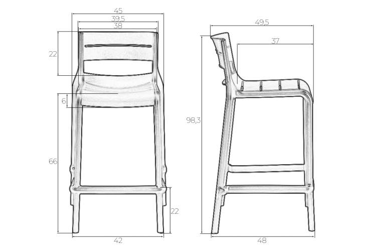Набор 4 шт Стул полубарный DOBRIN NESSA, черный (B-03)-10