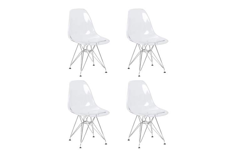 Набор 4 шт Стул обеденный DOBRIN DSR CASPER, ножки хром, цвет прозрачный