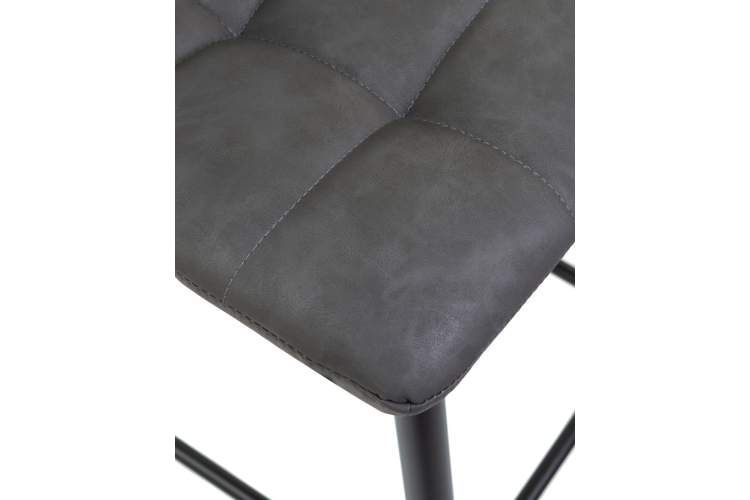 Набор 2 шт Стул барный DOBRIN NICOLE, черные матовые ножки, серая антрацитовая винтажная экокожа (RU-08)-8