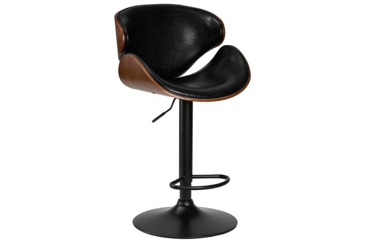 Стул барный DOBRIN KARTER BLACK, коричневый орех дерево (BWW), черный PU