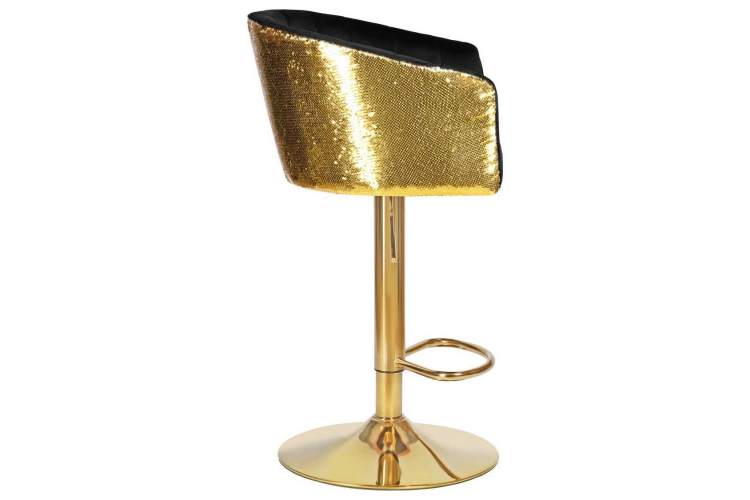 Стул барный DOBRIN DARCY GOLD SHINY, черный велюр с золотыми пайетками-2