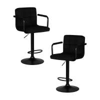 Набор 2 шт Стул барный DOBRIN KRUGER ARM BLACK, черный вельвет (LAR-E2041-52)