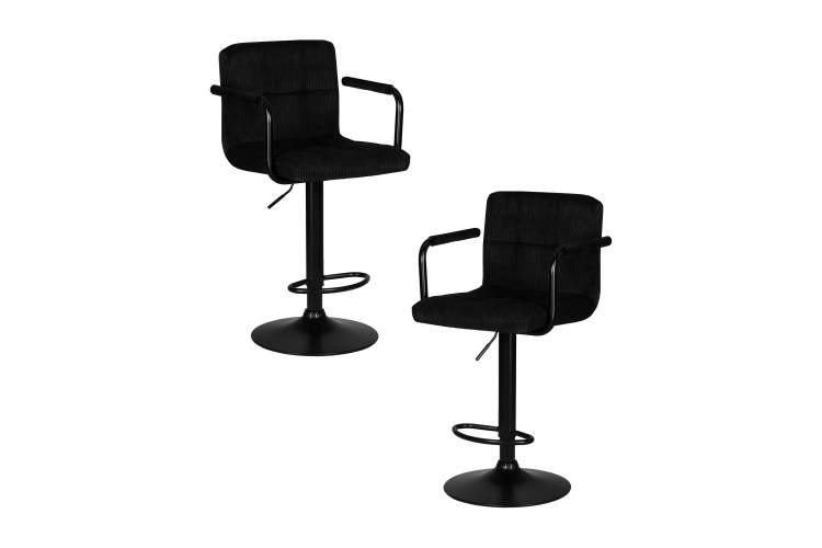 Набор 2 шт Стул барный DOBRIN KRUGER ARM BLACK, черный вельвет (LAR-E2041-52)