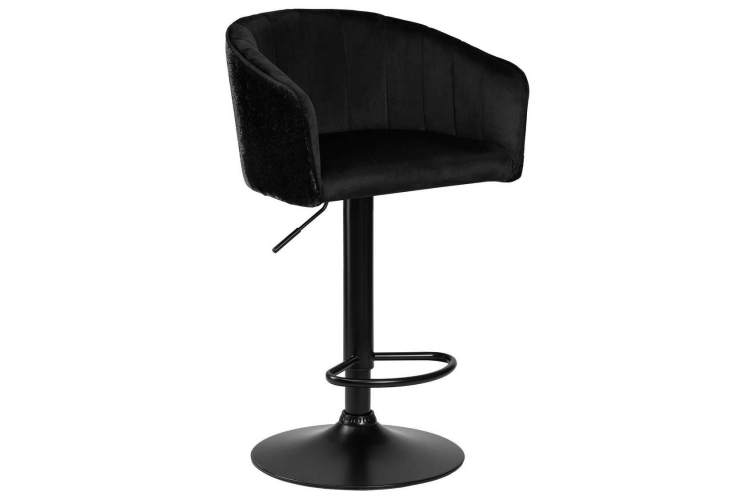 Стул барный DOBRIN DARCY BLACK SHINY, черный велюр с черно-золотыми пайетками
