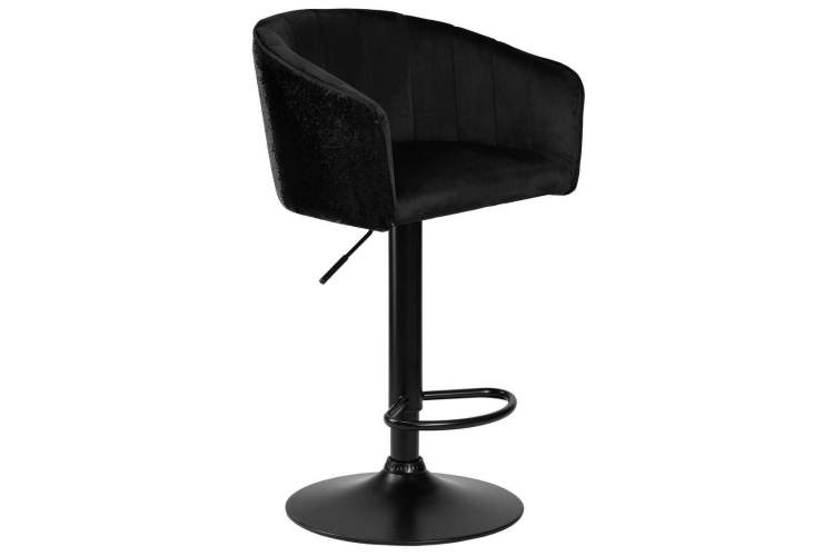 Стул барный DOBRIN DARCY BLACK SHINY, черный велюр с черно-золотыми пайетками-1
