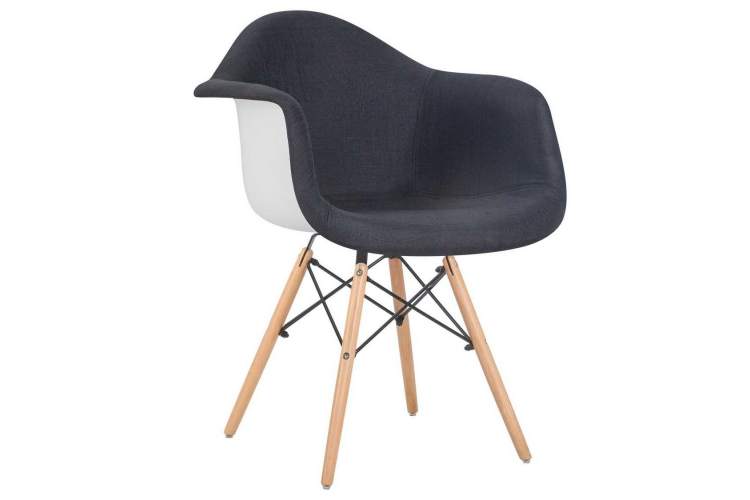 Стул обеденный DOBRIN DAW ROSS, ножки светлый бук, сиденье 012 белый пластик, чёрная ткань