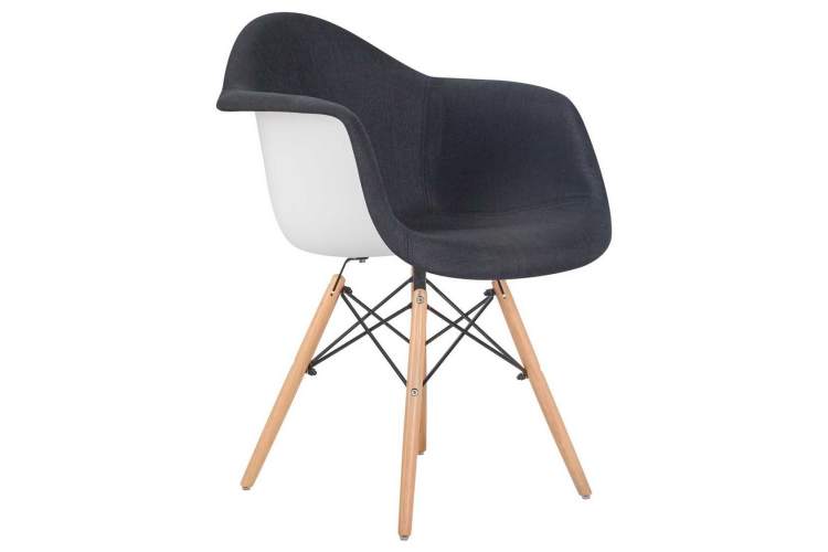 Стул обеденный DOBRIN DAW ROSS, ножки светлый бук, сиденье 012 белый пластик, чёрная ткань-1