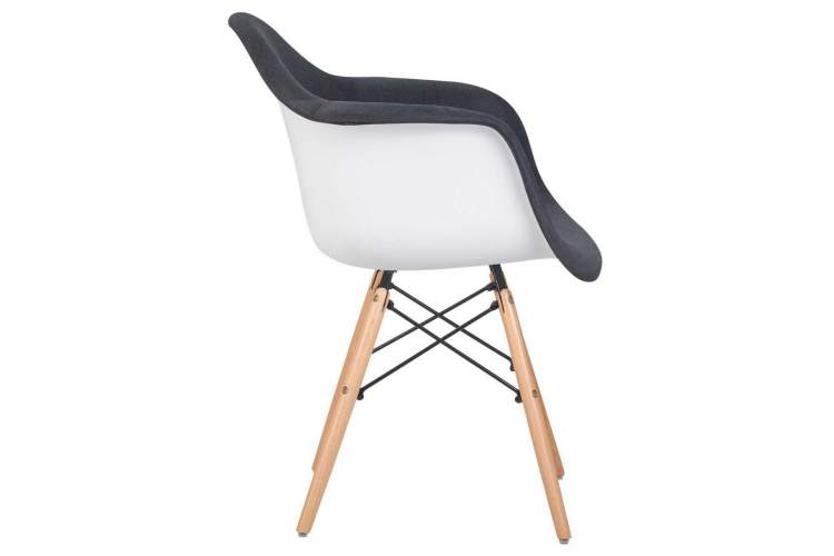 Стул обеденный DOBRIN DAW ROSS, ножки светлый бук, сиденье 012 белый пластик, чёрная ткань-2