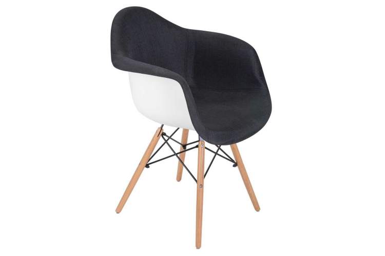 Стул обеденный DOBRIN DAW ROSS, ножки светлый бук, сиденье 012 белый пластик, чёрная ткань-6