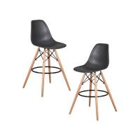 Набор 2 шт Стул барный DOBRIN DSW BAR, ножки светлый бук, цвет тёмно-серый (GR-04)