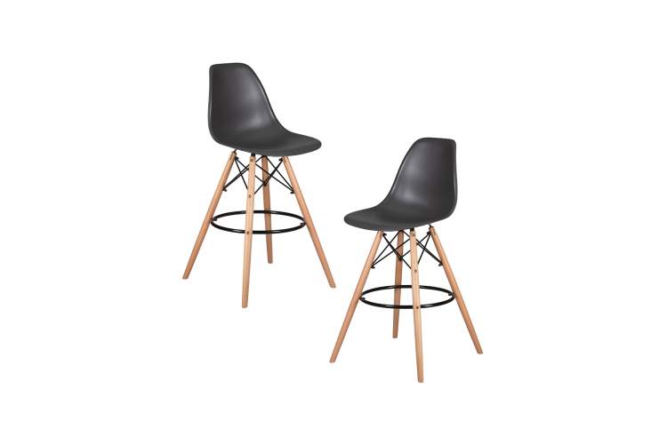 Набор 2 шт Стул барный DOBRIN DSW BAR, ножки светлый бук, цвет тёмно-серый (GR-04)