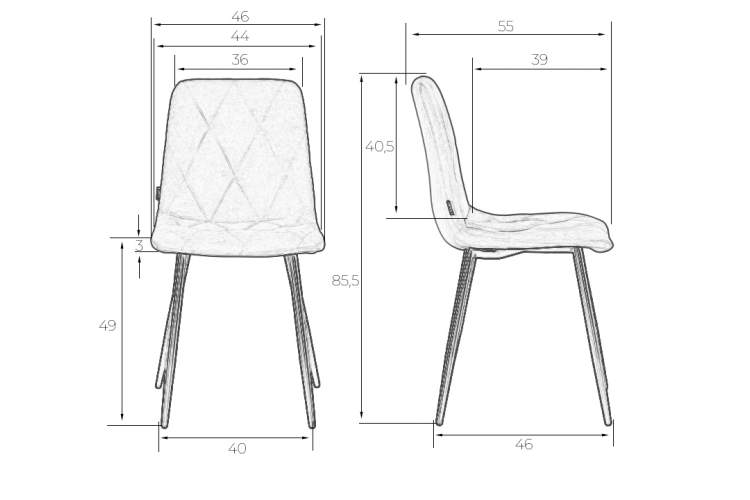 Набор 4 шт Стул обеденный DOBRIN CHILLY ROMBO, Светло-серый Simple 29, основание черный-9