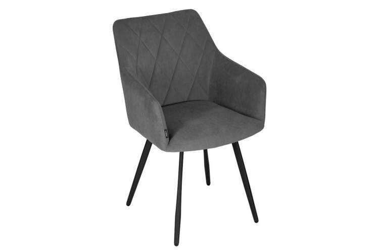 Стул обеденный DOBRIN ROBY, ЭМАЛЬ ЧЕРНЫЙ МУАР велюр Catania Silver-6