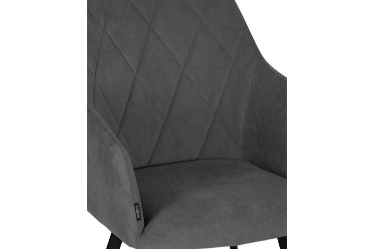 Стул обеденный DOBRIN ROBY, ЭМАЛЬ ЧЕРНЫЙ МУАР велюр Catania Silver-7