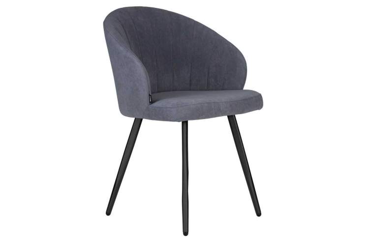 Стул обеденный DOBRIN NAOMI, ЭМАЛЬ ЧЕРНЫЙ МУАР велюр Catania Steel-1