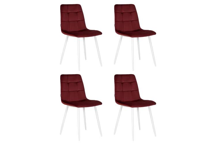 Набор 4 шт Стул обеденный DOBRIN CHILLY, Бордовый Holland 47, основание белое