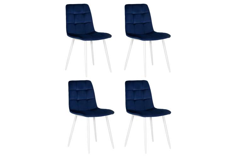 Набор 4 шт Стул обеденный DOBRIN CHILLY, Темно-синий Holland 60, основание белое