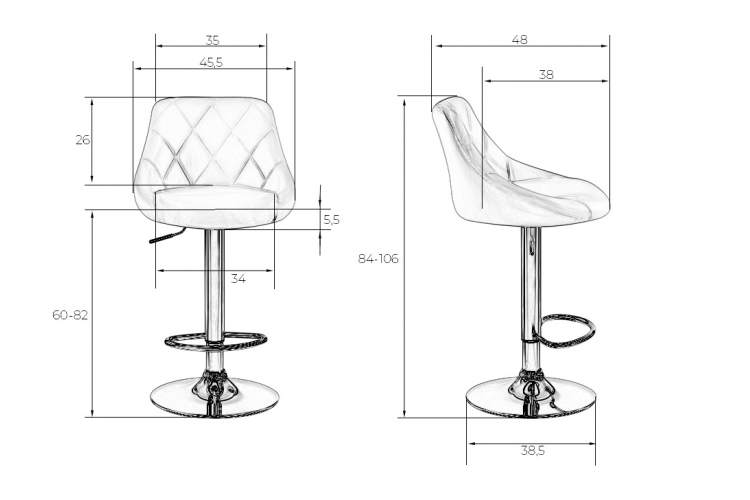 Набор 2 шт Стул барный DOBRIN LOGAN BLACK, мокко велюр (MJ9-9)-9