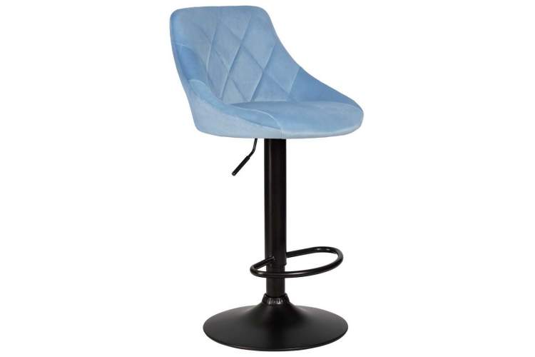 Стул барный DOBRIN LOGAN BLACK, пудрово-голубой велюр (MJ9-74)-1